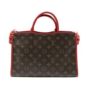 Louis Vuitton Canvas Brown Shoulder Handbag Red Popincourt Monogram